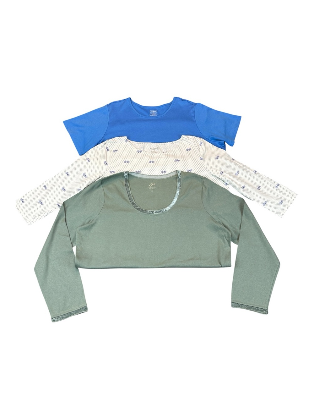 Lot Of 3 Women's Tees Size 2X J.Jill Talbots L.L. Bean Cotton Long Short Sleeve